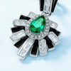 Pear Shaped Halo Emerald Birthstone Earrings Sterling Silver
