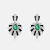 Pear Shaped Halo Emerald Birthstone Earrings Sterling Silver