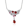 Pear Shaped Ruby Birthstone Necklace Sterling Silver