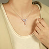 Pear Shaped Ruby Birthstone Necklace Sterling Silver