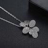 Petite Pavé Floral Shaped Necklace Ring Earrings Jewelry Set