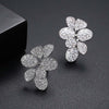 Petite Pavé Floral Shaped Necklace Ring Earrings Jewelry Set