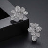 Petite Pavé Floral Shaped Necklace Ring Earrings Jewelry Set