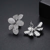 Petite Pavé Floral Shaped Necklace Ring Earrings Jewelry Set