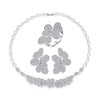 Petite Pavé Floral Shaped Necklace Ring Earrings Jewelry Set