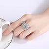 Petite Pavé Floral Shaped Necklace Ring Earrings Jewelry Set