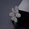 Petite Pavé Floral Shaped Necklace Ring Earrings Jewelry Set