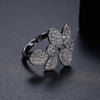 Petite Pavé Floral Shaped Necklace Ring Earrings Jewelry Set