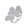 Petite Pavé Floral Shaped Necklace Ring Earrings Jewelry Set