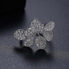 Petite Pavé Floral Shaped Necklace Ring Earrings Jewelry Set