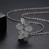 Petite Pavé Floral Shaped Necklace Ring Earrings Jewelry Set