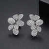 Petite Pavé Floral Shaped Necklace Ring Earrings Jewelry Set