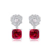 Rose Shaped Ruby Birthstone Earrings Sterling Silver