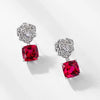 Rose Shaped Ruby Birthstone Earrings Sterling Silver