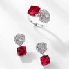 Rose Shaped Ruby Birthstone Earrings Sterling Silver