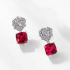 Rose Shaped Ruby Birthstone Earrings Sterling Silver