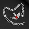 Ruby Wing Pendant Cuban Chain Hip Hop Necklace