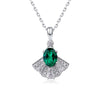 Skirt Fan-shaped Emerald Birthstone Necklace Sterling Silver