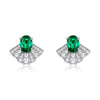 Skirt Fan-shaped Emerald Birthstone Earrings Sterling Silver
