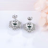 Square Halo Emerald Birthstone Earrings Sterling Silver