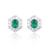 Square Halo Emerald Birthstone Earrings Sterling Silver