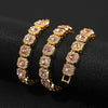 Sugar Cube Shape Halo Cuban Chain Hip Hop Necklace