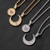 Sun and Moon Shape Pendant Cuban Chain Hip Hop Necklace