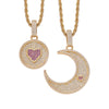 Sun and Moon Shape Pendant Cuban Chain Hip Hop Necklace