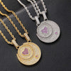Sun and Moon Shape Pendant Cuban Chain Hip Hop Necklace