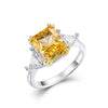 Three Stone Yellow Ring Sterling Silver