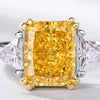 Three Stone Yellow Ring Sterling Silver