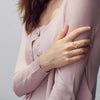 Three Stone Yellow Ring Sterling Silver
