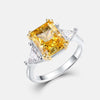 Three Stone Yellow Ring Sterling Silver