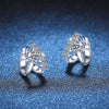 Two Tone Double Ring Moissanite Earrings Sterling Silver