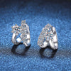 Two Tone Double Ring Moissanite Earrings Sterling Silver
