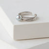Akoya Silver Gray Round Pearl Open Ring