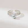 Akoya Silver Gray Round Pearl Open Ring