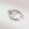 Akoya Silver Gray Round Pearl Open Ring