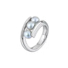 Akoya Silver Gray Round Pearl Triple Ring