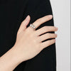 Akoya Silver Gray Round Pearl Triple Ring