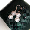 Ball Double White Round Freshwater Pearl Earrings AAA Grade