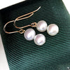 Ball Double White Round Freshwater Pearl Earrings AAA Grade