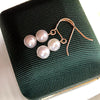 Ball Double White Round Freshwater Pearl Earrings AAA Grade