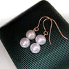 Ball Double White Round Freshwater Pearl Earrings AAA Grade