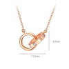Bezel Set Double Ring Lab Grown Diamond Necklace 18K Rose Gold