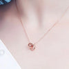 Bezel Set Double Ring Lab Grown Diamond Necklace 18K Rose Gold