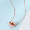 Bezel Set Double Ring Lab Grown Diamond Necklace 18K Rose Gold