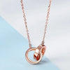 Bezel Set Double Ring Lab Grown Diamond Necklace 18K Rose Gold