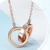 Bezel Set Double Ring Lab Grown Diamond Necklace 18K Rose Gold