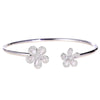 Double Floral Lab Grown Pear Shape Diamond Open Bracelet 18K White Gold